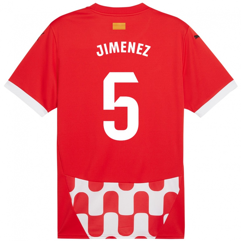 Kandiny Enfant Maillot Ángela Jiménez #5 Rouge Blanc Tenues Domicile 2024/25 T-Shirt