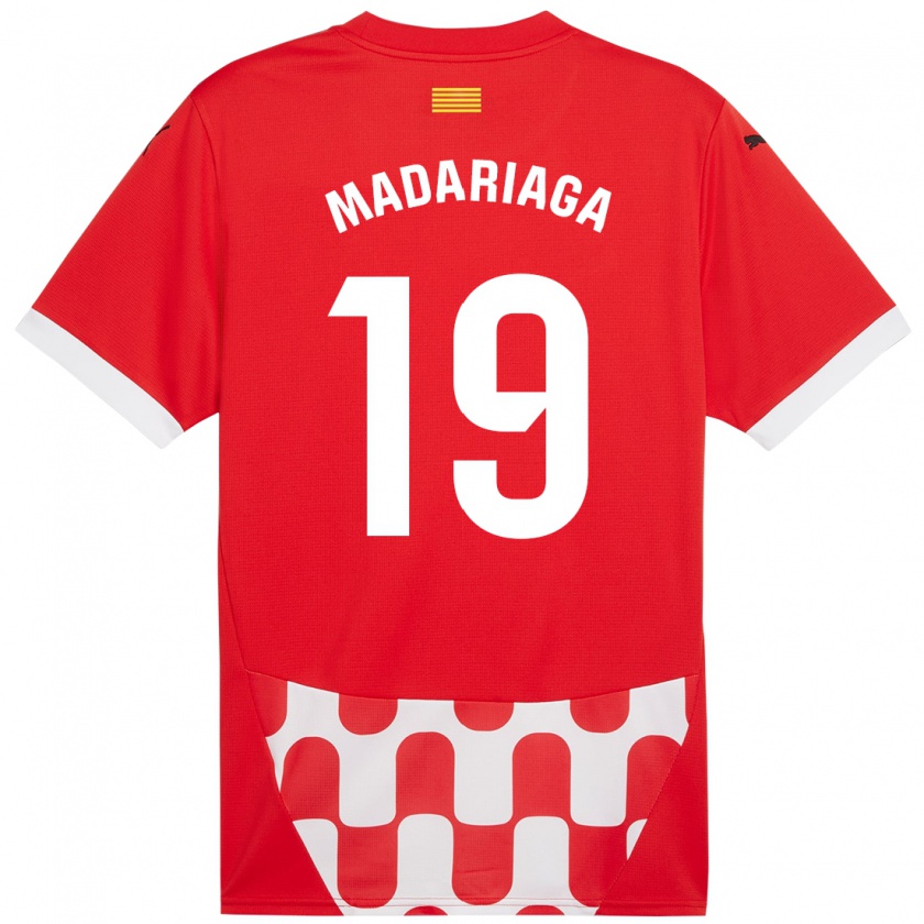 Kandiny Enfant Maillot Génesis Madariaga #19 Rouge Blanc Tenues Domicile 2024/25 T-Shirt