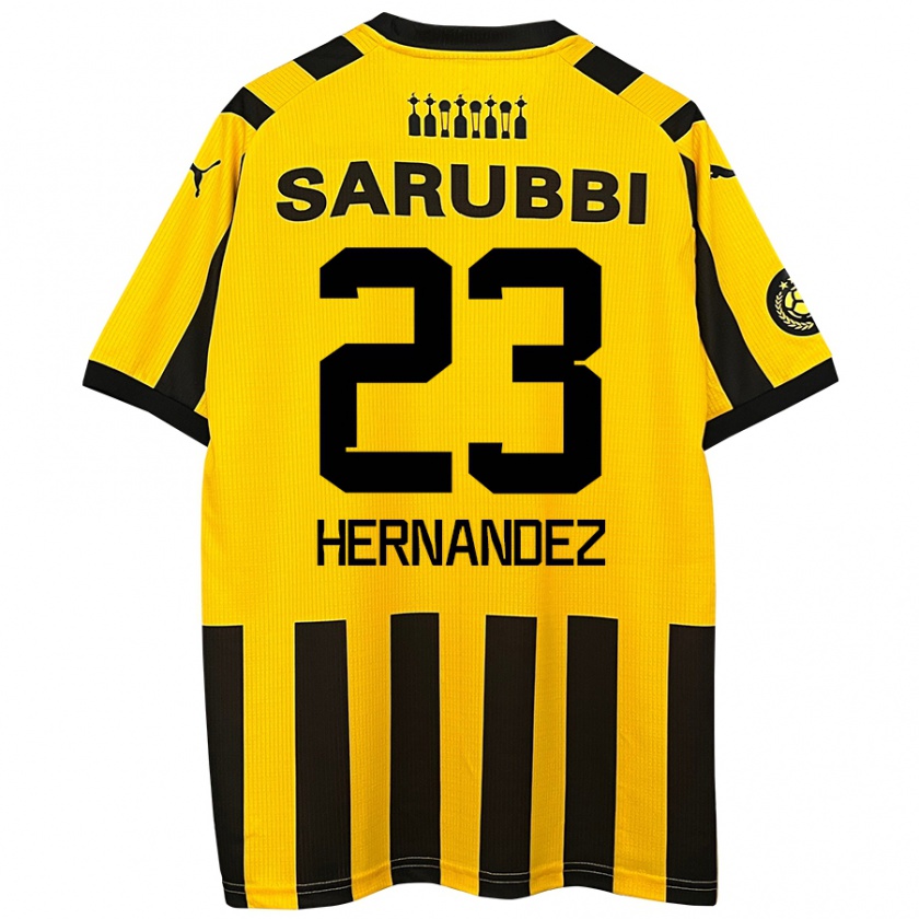 Kandiny Enfant Maillot Abel Hernández #23 Jaune Noir Tenues Domicile 2024/25 T-Shirt