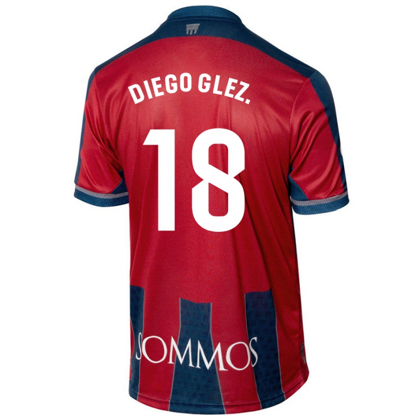 Kandiny Enfant Maillot Diego González #18 Rouge Bleu Tenues Domicile 2024/25 T-Shirt