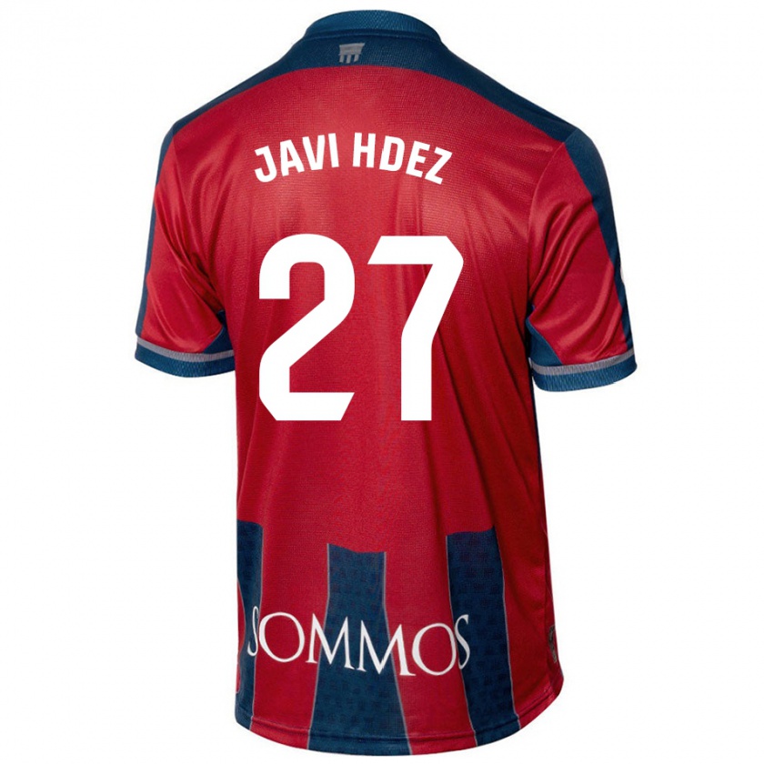 Kandiny Enfant Maillot Javi Hernández #27 Rouge Bleu Tenues Domicile 2024/25 T-Shirt