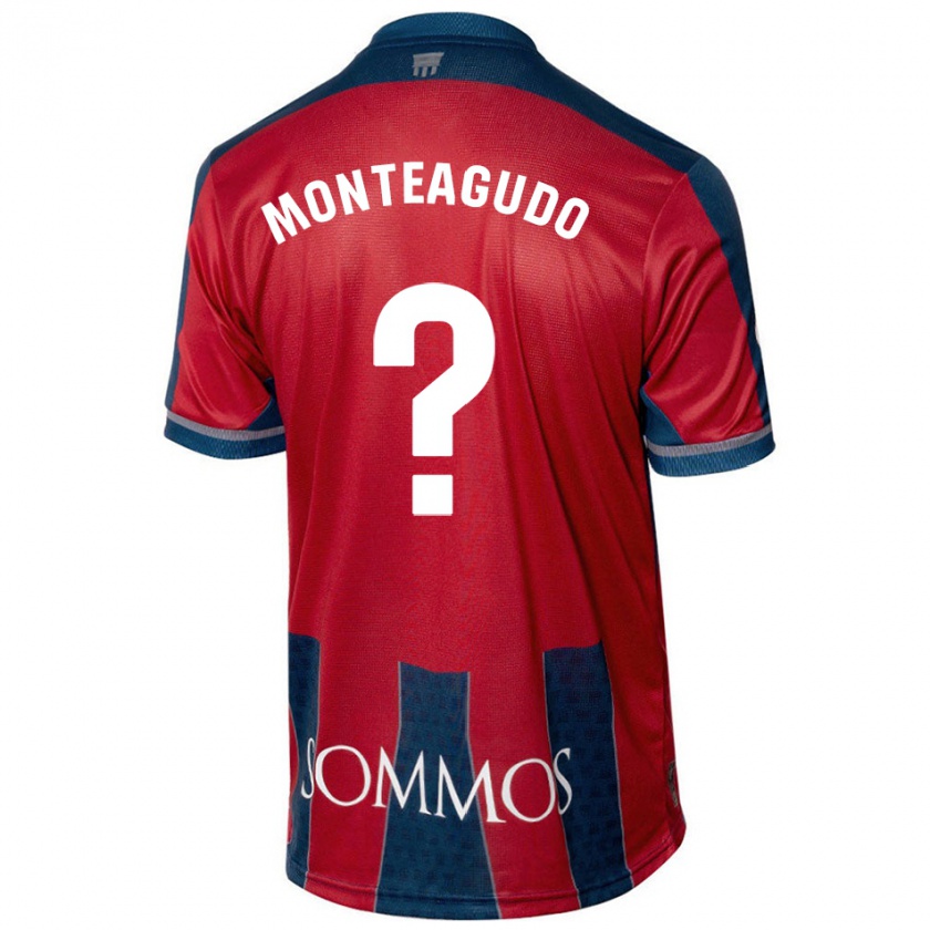 Kandiny Enfant Maillot Miguel Monteagudo #0 Rouge Bleu Tenues Domicile 2024/25 T-Shirt