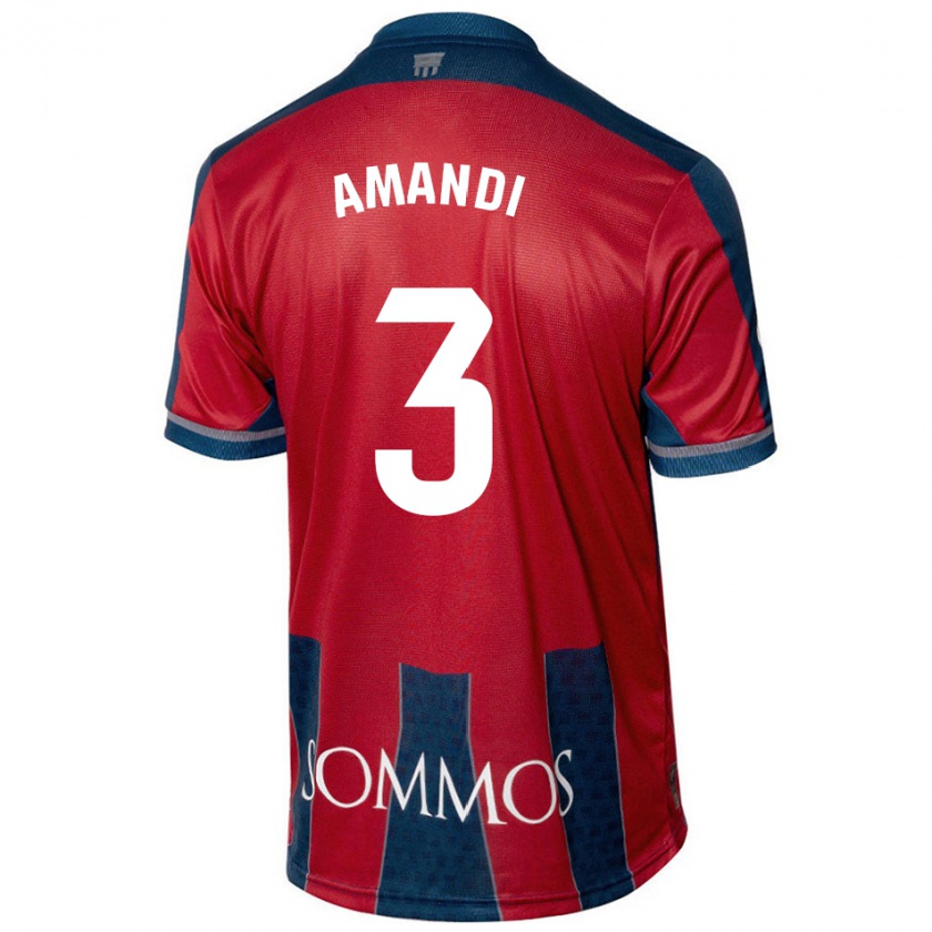 Kandiny Enfant Maillot Iván Amandi #3 Rouge Bleu Tenues Domicile 2024/25 T-Shirt