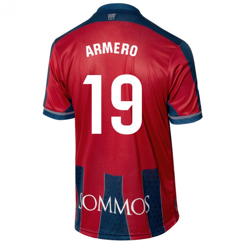 Kandiny Enfant Maillot Sergi Armero #19 Rouge Bleu Tenues Domicile 2024/25 T-Shirt