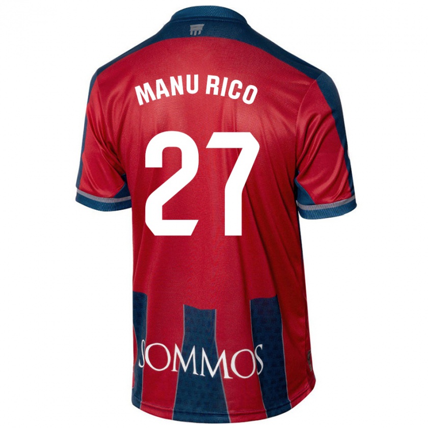 Kandiny Enfant Maillot Manu Rico #27 Rouge Bleu Tenues Domicile 2024/25 T-Shirt