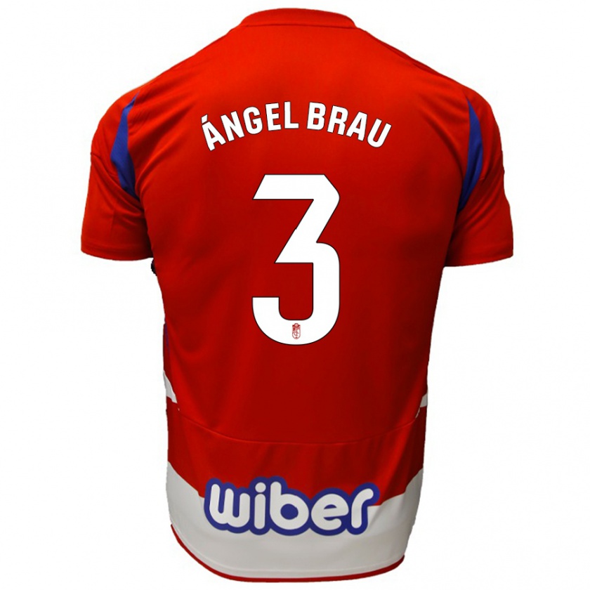 Kandiny Enfant Maillot Miguel Ángel Brau #3 Rouge Blanc Bleu Tenues Domicile 2024/25 T-Shirt