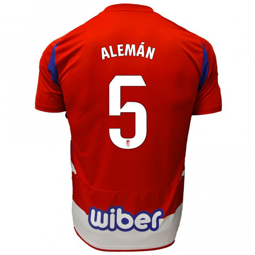 Kandiny Enfant Maillot Carlos Alemán #5 Rouge Blanc Bleu Tenues Domicile 2024/25 T-Shirt