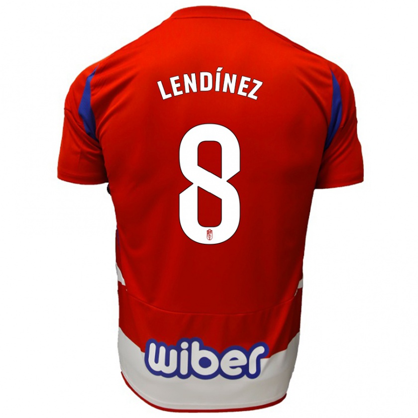 Kandiny Enfant Maillot Juanma Lendínez #8 Rouge Blanc Bleu Tenues Domicile 2024/25 T-Shirt