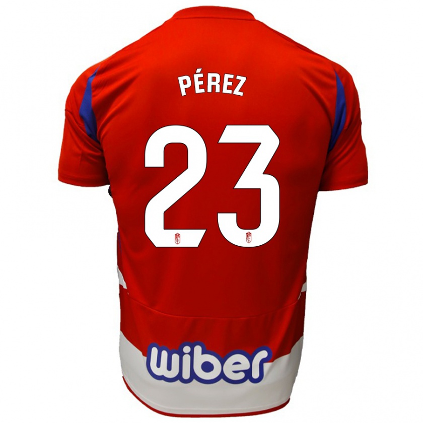 Kandiny Enfant Maillot Lucas Pérez #23 Rouge Blanc Bleu Tenues Domicile 2024/25 T-Shirt