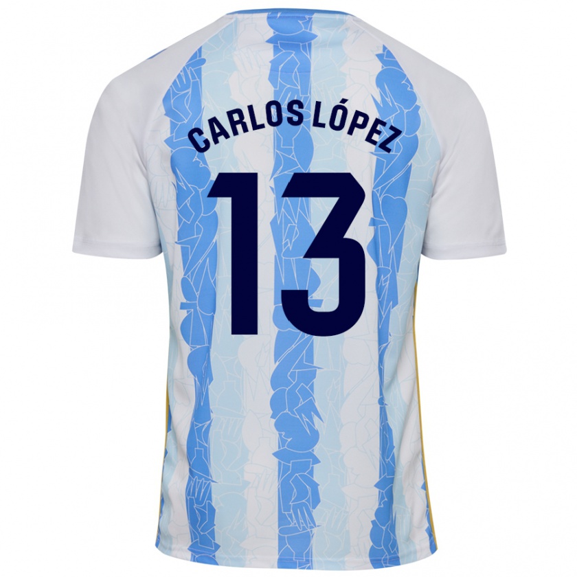 Kandiny Enfant Maillot Carlos López #13 Blanc Bleu Tenues Domicile 2024/25 T-Shirt