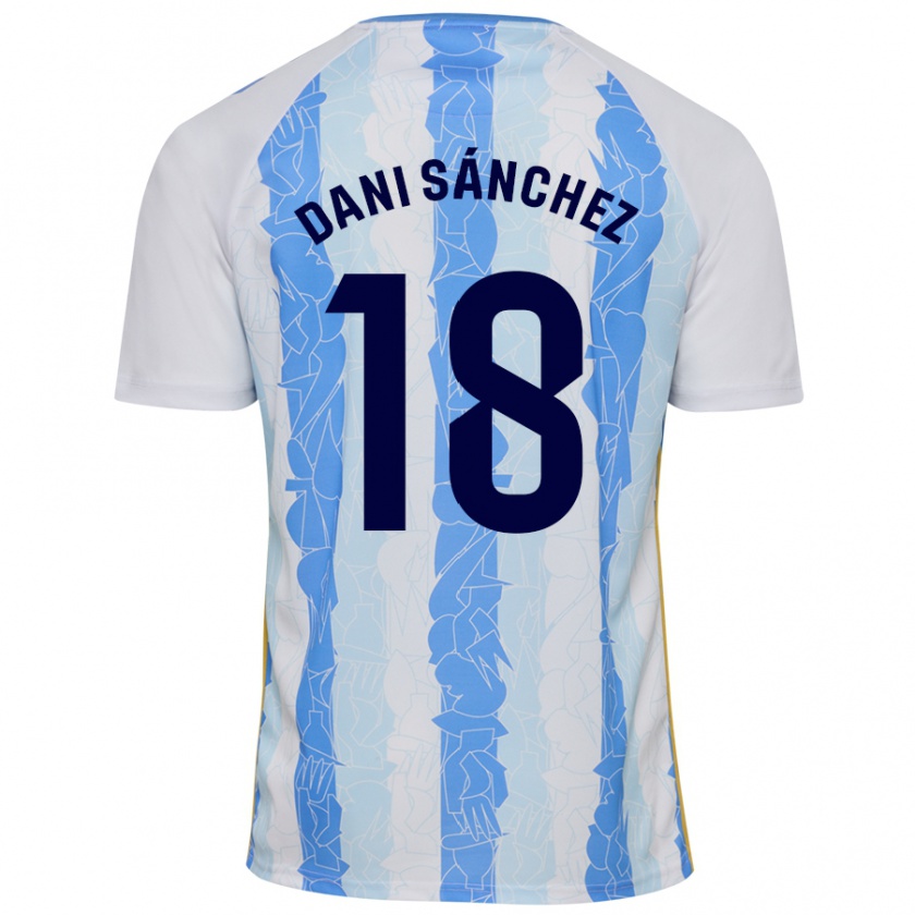 Kandiny Enfant Maillot Dani Sánchez #18 Blanc Bleu Tenues Domicile 2024/25 T-Shirt