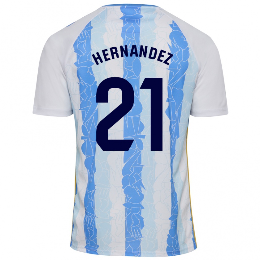 Kandiny Enfant Maillot Juan Hernández #21 Blanc Bleu Tenues Domicile 2024/25 T-Shirt