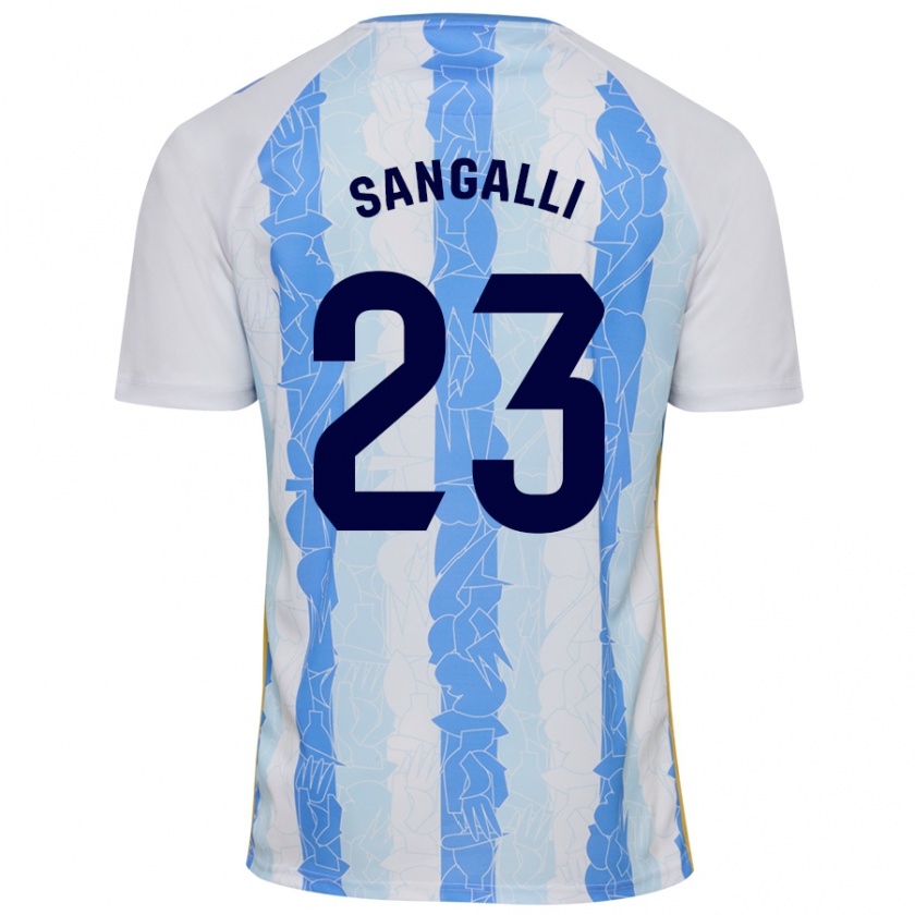 Kandiny Enfant Maillot Luca Sangalli #23 Blanc Bleu Tenues Domicile 2024/25 T-Shirt