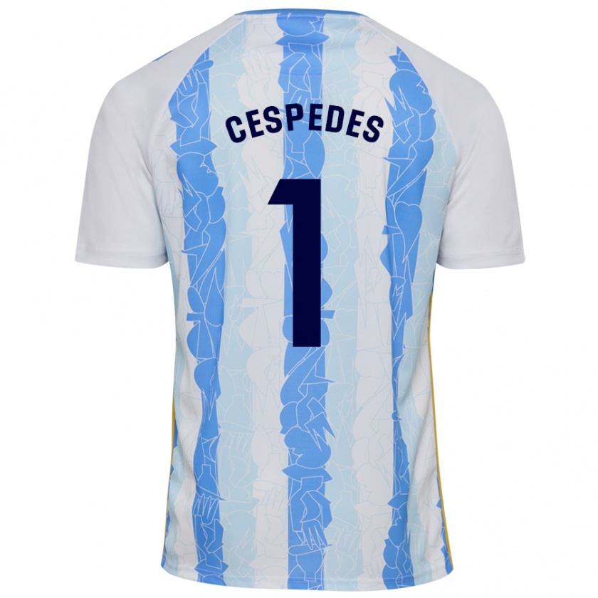 Kandiny Enfant Maillot Andrés Céspedes #1 Blanc Bleu Tenues Domicile 2024/25 T-Shirt