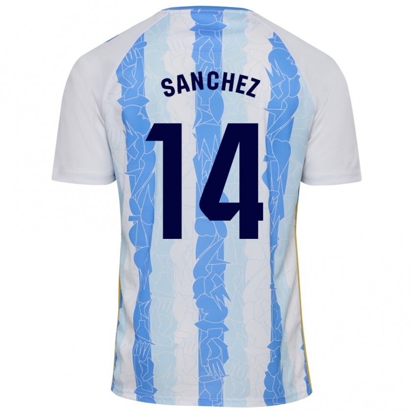 Kandiny Enfant Maillot Rubén Sánchez #14 Blanc Bleu Tenues Domicile 2024/25 T-Shirt