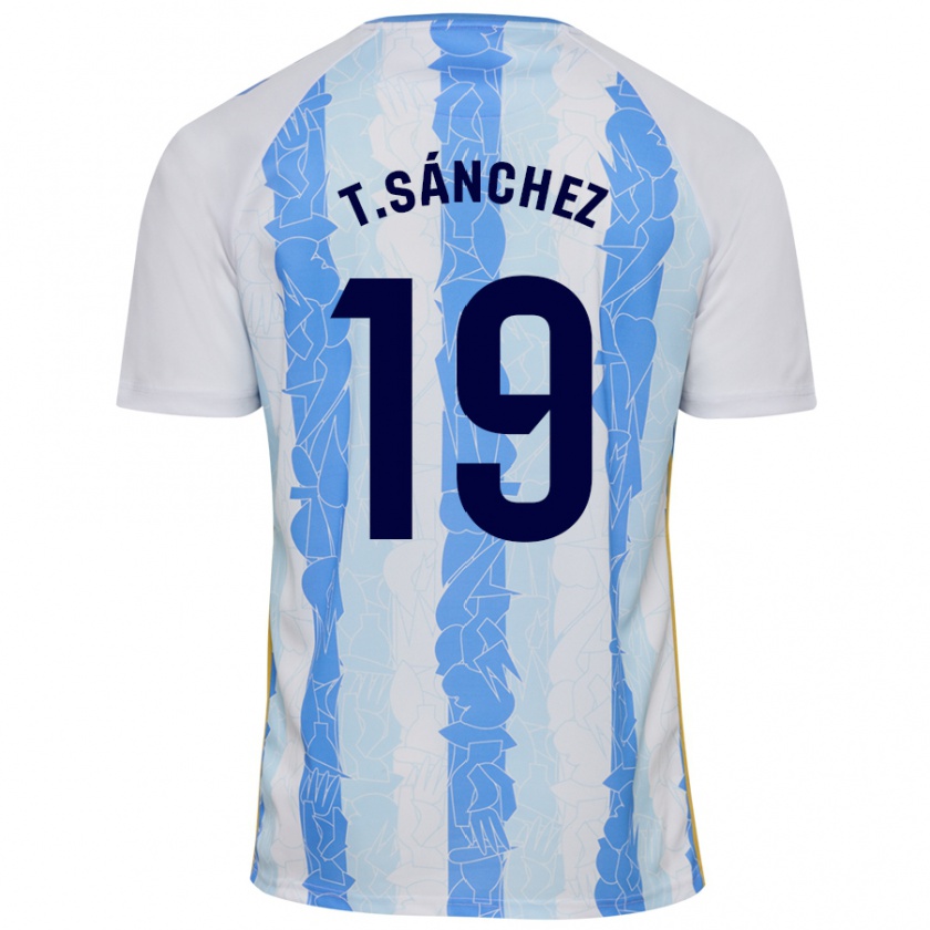 Kandiny Enfant Maillot Toni Sánchez #19 Blanc Bleu Tenues Domicile 2024/25 T-Shirt