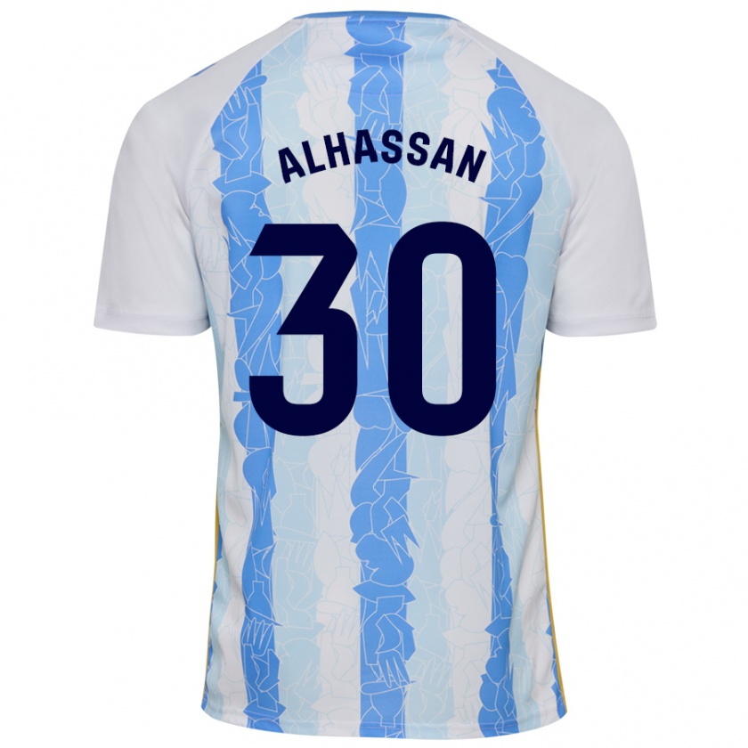 Kandiny Enfant Maillot Mubarak Alhassan #30 Blanc Bleu Tenues Domicile 2024/25 T-Shirt