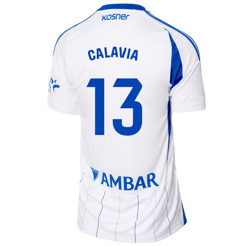 Kandiny Enfant Maillot Carlos Calavia #13 Rouge Blanc Tenues Domicile 2024/25 T-Shirt