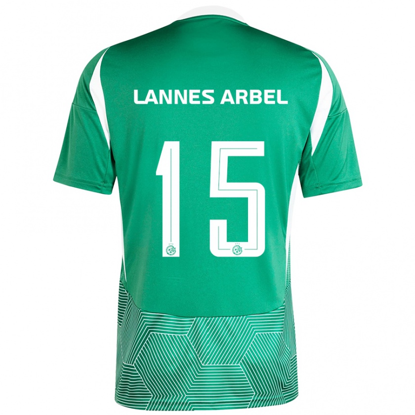 Kandiny Enfant Maillot Tomer Lannes Arbel #15 Vert Blanc Tenues Domicile 2024/25 T-Shirt