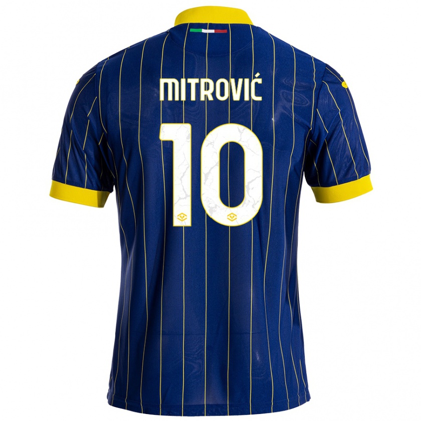 Kandiny Enfant Maillot Stefan Mitrović #10 Bleu Jaune Tenues Domicile 2024/25 T-Shirt