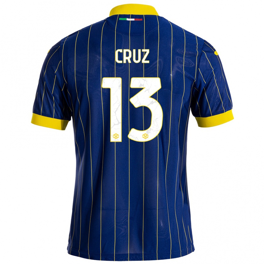 Kandiny Enfant Maillot Juan Manuel Cruz #13 Bleu Jaune Tenues Domicile 2024/25 T-Shirt