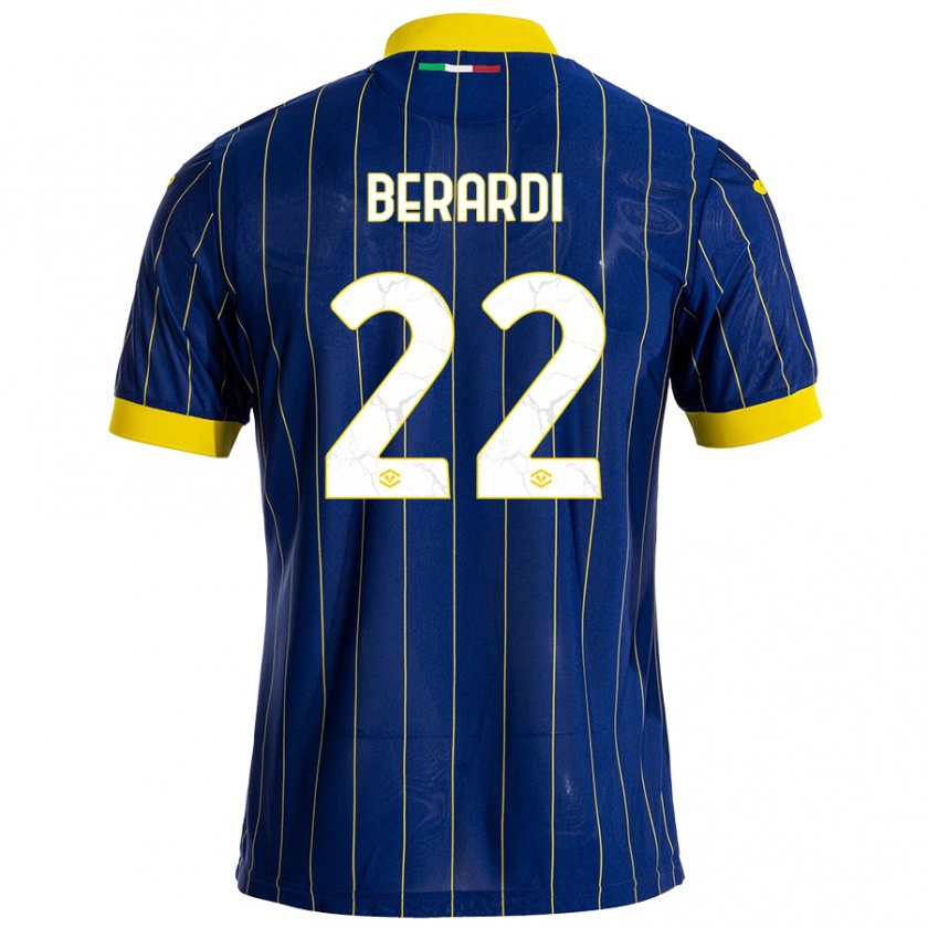 Kandiny Enfant Maillot Alessandro Berardi #22 Bleu Jaune Tenues Domicile 2024/25 T-Shirt