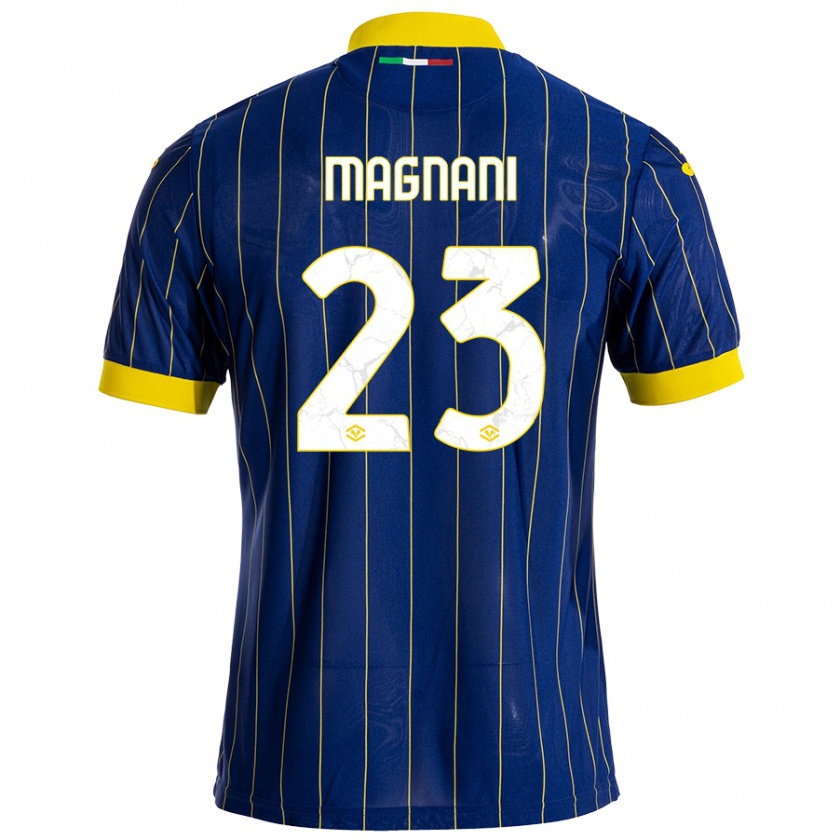 Kandiny Enfant Maillot Giangiacomo Magnani #23 Bleu Jaune Tenues Domicile 2024/25 T-Shirt