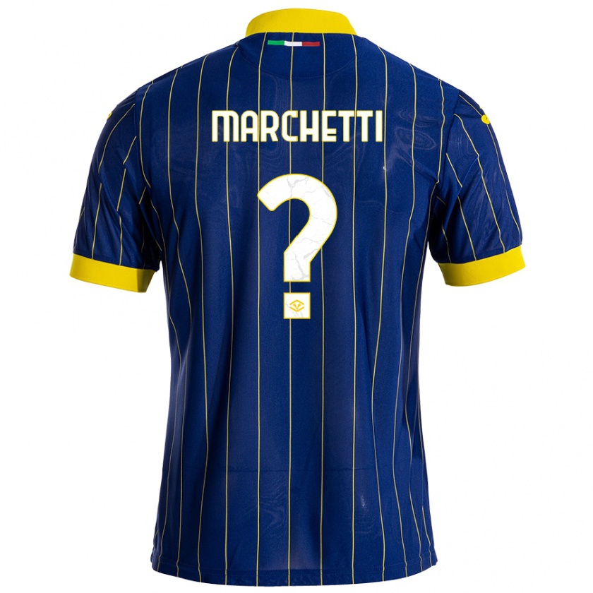 Kandiny Enfant Maillot Nicolò Marchetti #0 Bleu Jaune Tenues Domicile 2024/25 T-Shirt