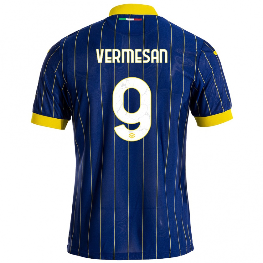 Kandiny Enfant Maillot Ioan Vermeșan #9 Bleu Jaune Tenues Domicile 2024/25 T-Shirt