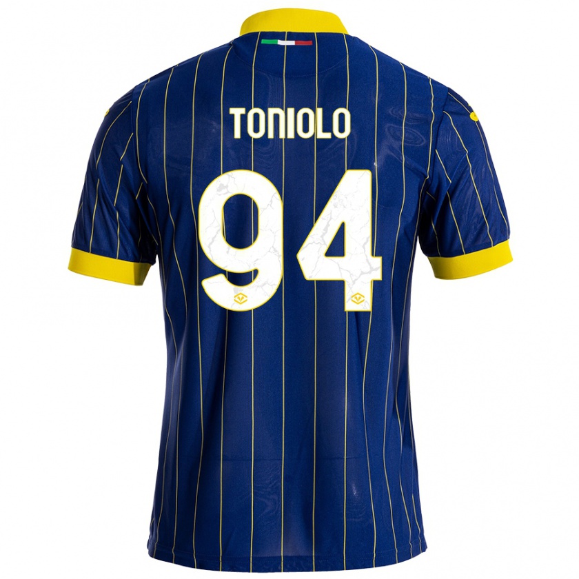 Kandiny Enfant Maillot Giacomo Toniolo #94 Bleu Jaune Tenues Domicile 2024/25 T-Shirt