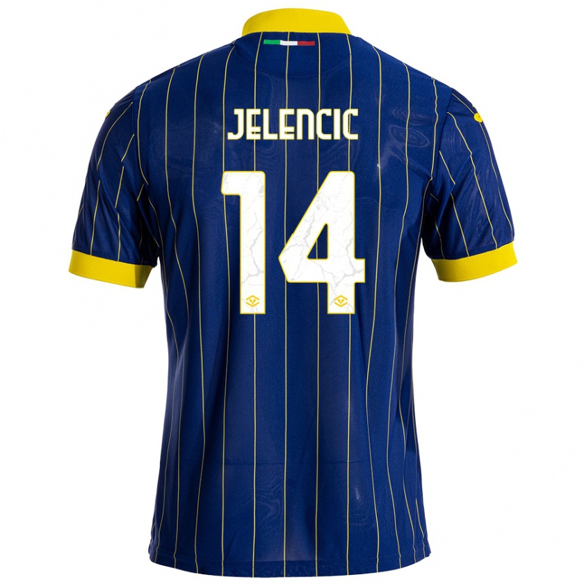 Kandiny Enfant Maillot Ana Jelencic #14 Bleu Jaune Tenues Domicile 2024/25 T-Shirt