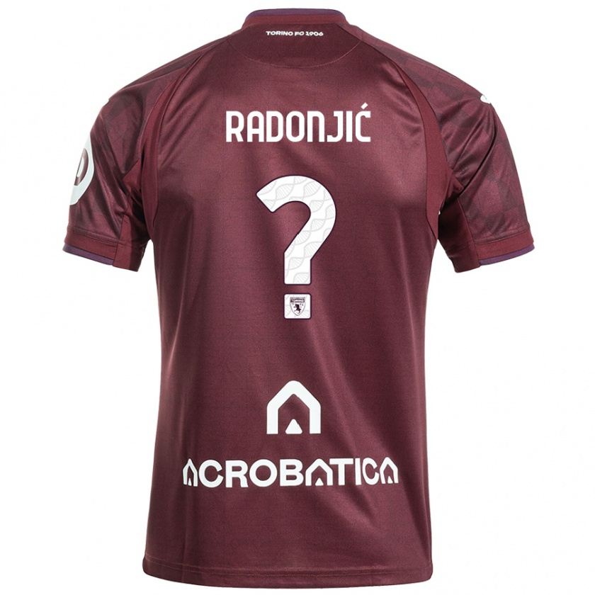 Kandiny Enfant Maillot Nemanja Radonjic #0 Bordeaux Blanc Tenues Domicile 2024/25 T-Shirt