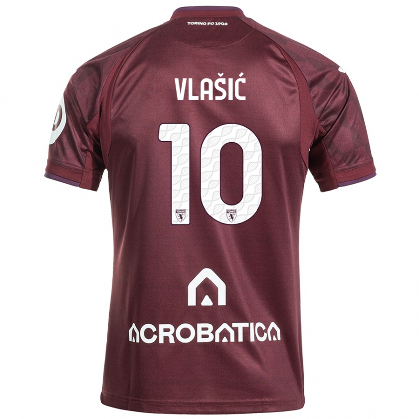 Kandiny Enfant Maillot Nikola Vlašić #10 Bordeaux Blanc Tenues Domicile 2024/25 T-Shirt