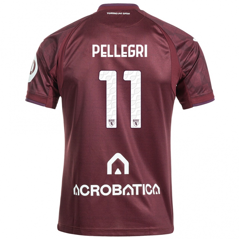 Kandiny Enfant Maillot Pietro Pellegri #11 Bordeaux Blanc Tenues Domicile 2024/25 T-Shirt