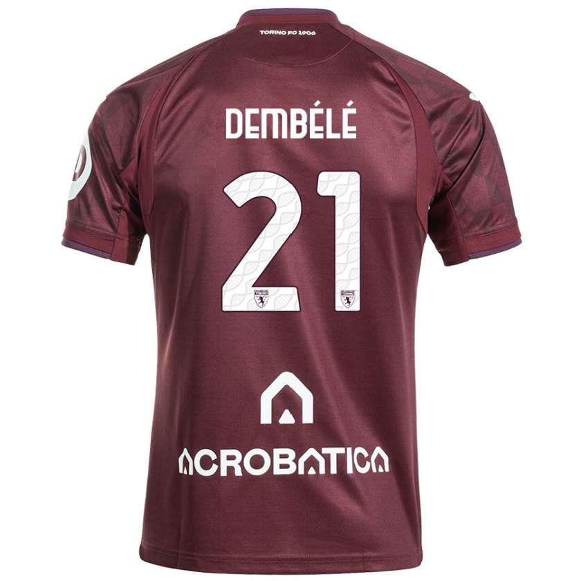 Kandiny Enfant Maillot Ali Dembélé #21 Bordeaux Blanc Tenues Domicile 2024/25 T-Shirt