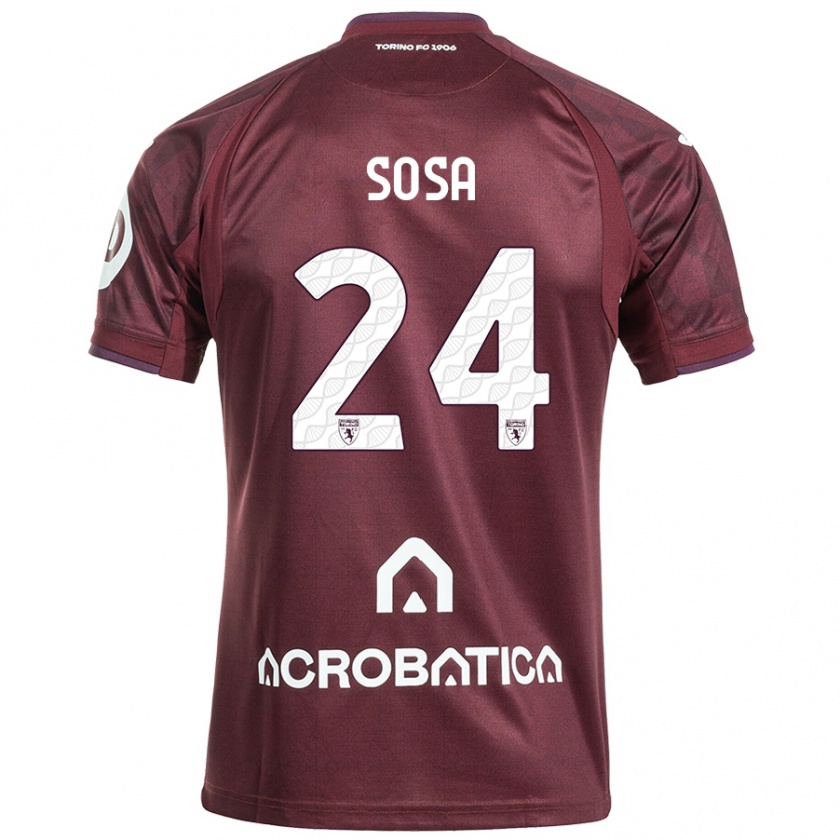 Kandiny Enfant Maillot Borna Sosa #24 Bordeaux Blanc Tenues Domicile 2024/25 T-Shirt