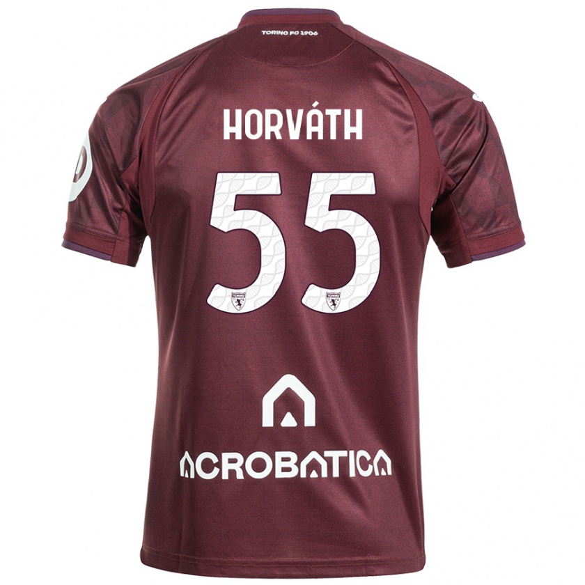 Kandiny Enfant Maillot Krisztofer Horváth #55 Bordeaux Blanc Tenues Domicile 2024/25 T-Shirt