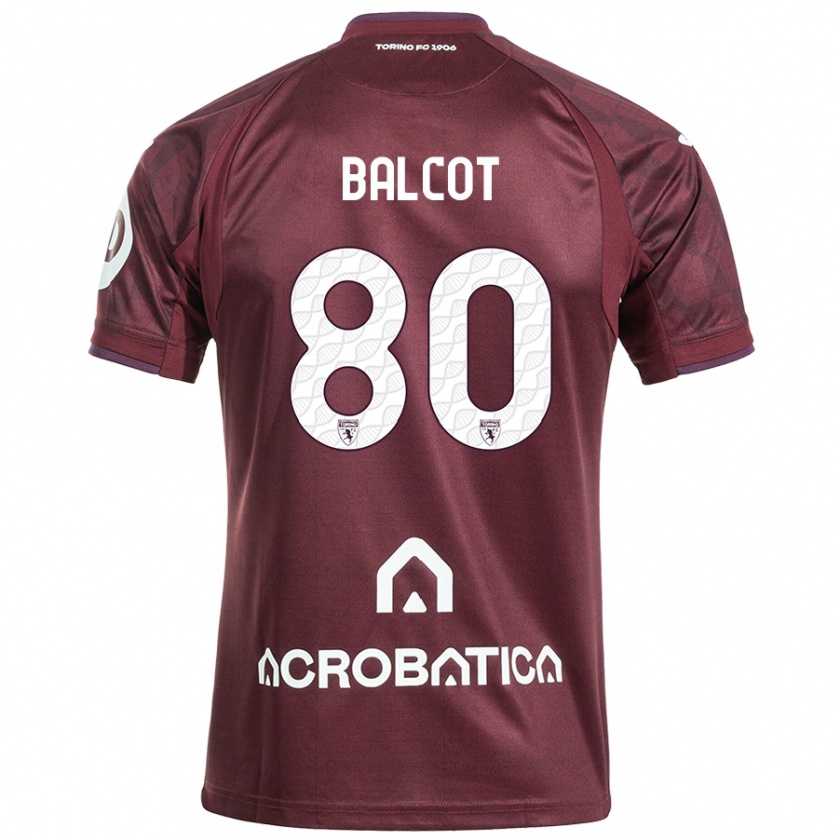 Kandiny Enfant Maillot Côme Bianay Balcot #80 Bordeaux Blanc Tenues Domicile 2024/25 T-Shirt