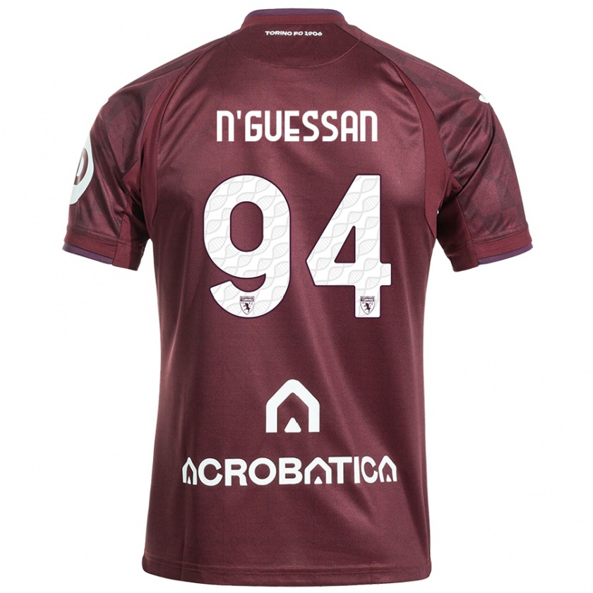 Kandiny Enfant Maillot Ange Caumenan N'guessan #94 Bordeaux Blanc Tenues Domicile 2024/25 T-Shirt