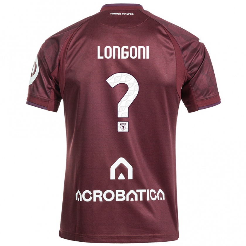 Kandiny Enfant Maillot Marco Longoni #0 Bordeaux Blanc Tenues Domicile 2024/25 T-Shirt