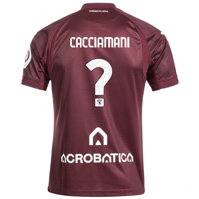 Kandiny Enfant Maillot Alessio Cacciamani #0 Bordeaux Blanc Tenues Domicile 2024/25 T-Shirt