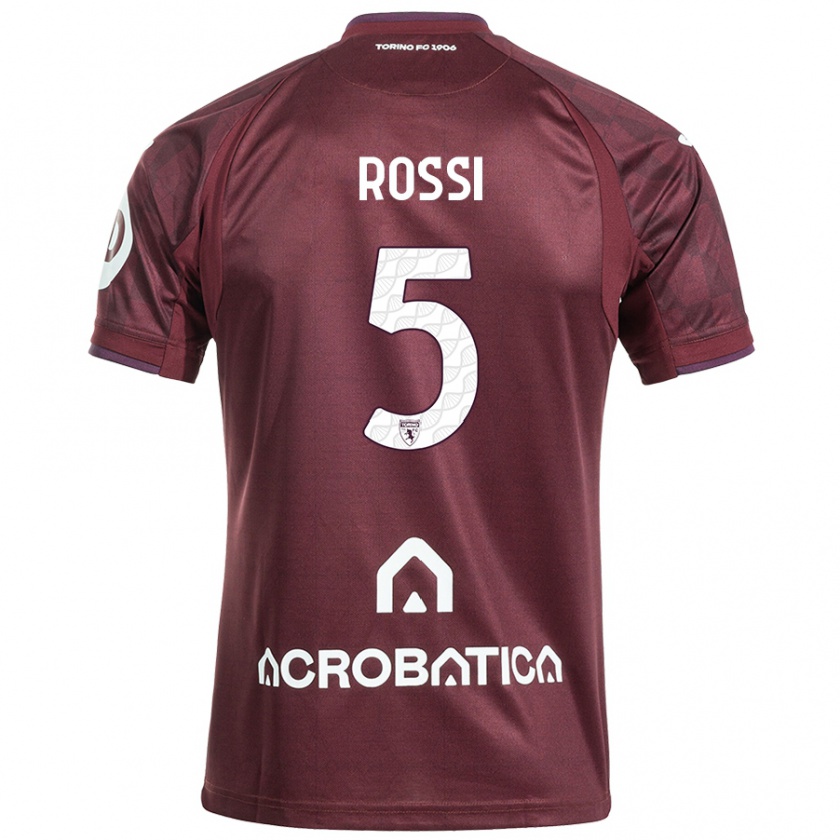 Kandiny Enfant Maillot Simone Rossi #5 Bordeaux Blanc Tenues Domicile 2024/25 T-Shirt