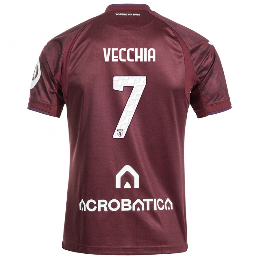 Kandiny Enfant Maillot Marco Dalla Vecchia #7 Bordeaux Blanc Tenues Domicile 2024/25 T-Shirt