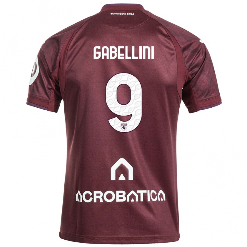 Kandiny Enfant Maillot Tommaso Gabellini #9 Bordeaux Blanc Tenues Domicile 2024/25 T-Shirt