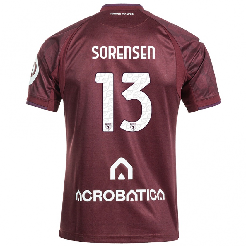 Kandiny Enfant Maillot Ben Sørensen #13 Bordeaux Blanc Tenues Domicile 2024/25 T-Shirt