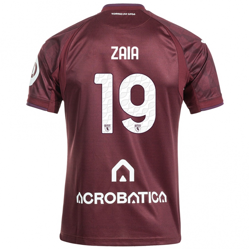 Kandiny Enfant Maillot Edoardo Zaia #19 Bordeaux Blanc Tenues Domicile 2024/25 T-Shirt