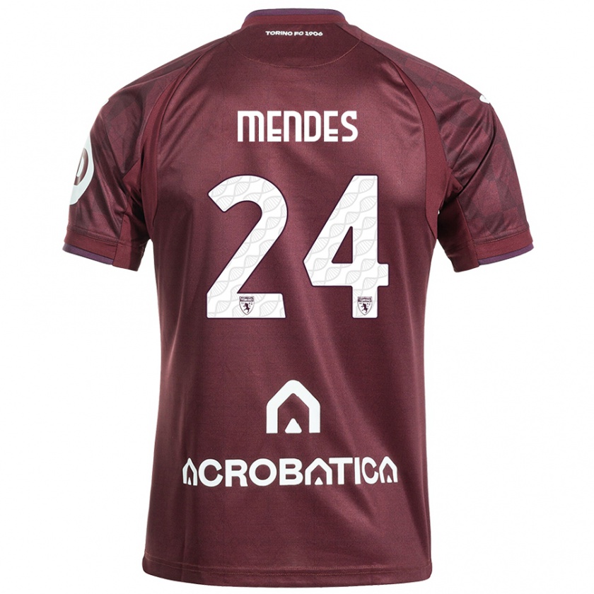 Kandiny Enfant Maillot Rodrigo Mendes #24 Bordeaux Blanc Tenues Domicile 2024/25 T-Shirt