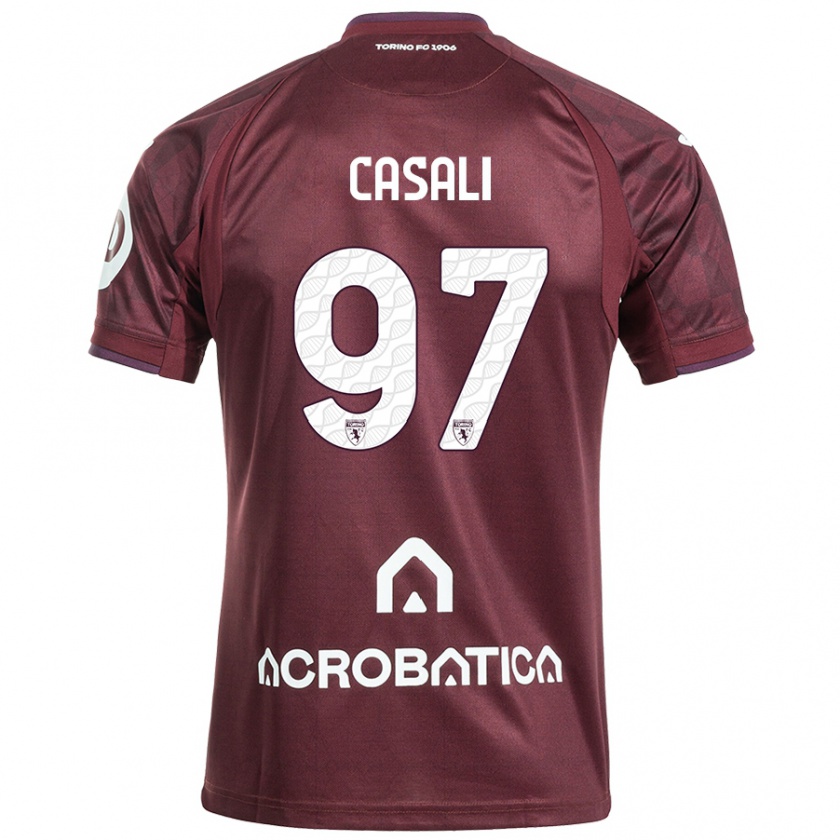 Kandiny Enfant Maillot Michele Casali #97 Bordeaux Blanc Tenues Domicile 2024/25 T-Shirt