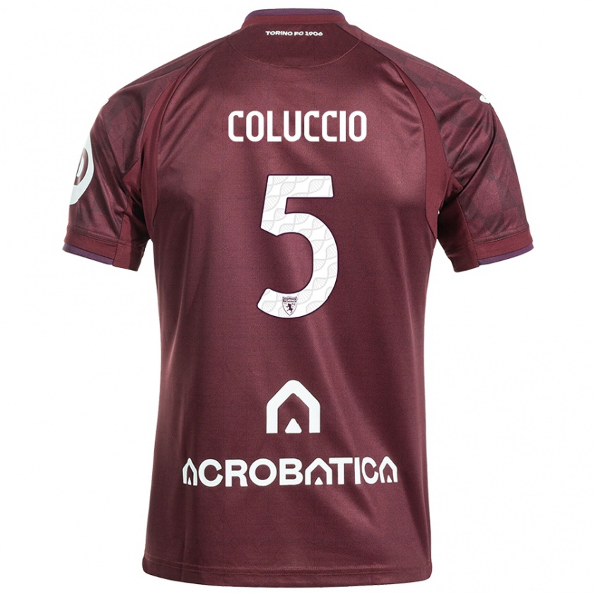 Kandiny Enfant Maillot Francesca Coluccio #5 Bordeaux Blanc Tenues Domicile 2024/25 T-Shirt