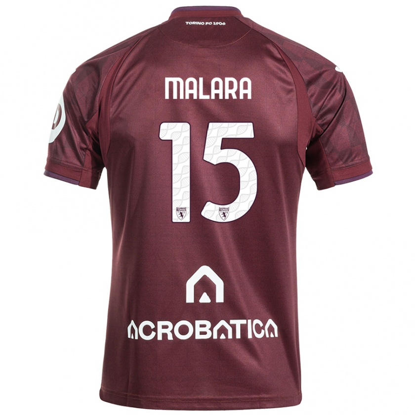 Kandiny Enfant Maillot Sara Malara #15 Bordeaux Blanc Tenues Domicile 2024/25 T-Shirt